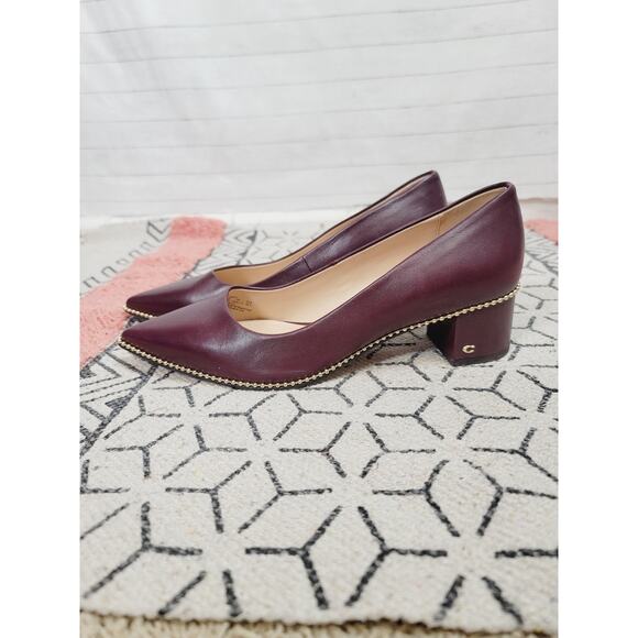 COACH WILLA PUMP IN BURGUNDY PURPLE & GOLD, SZ 8 - Picture 1 of 16